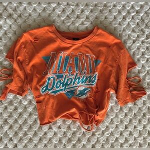 MIAMI DOLPHINS NFL ripped distressed cropped top